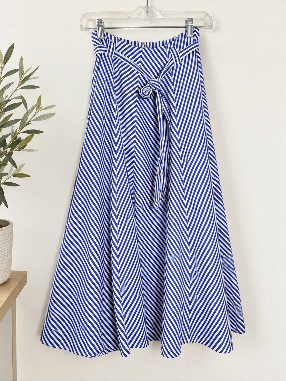Madewell Poplin Flared Midi Skirt Blue White Stripe NWOT 4